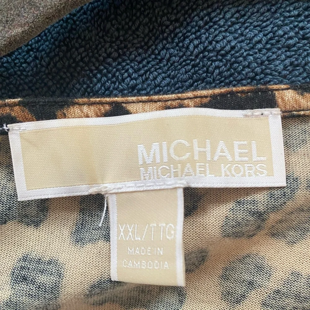 MICHAEL Michael Kors Leopard Print V-Neck Blouse - Brown and Black - Picture 3 of 4